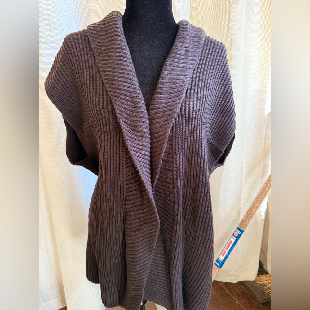 Cozy Brown Women's Sweater VEST CHICOS Tabbie Cashmere Blend Sweater XL Cardigan